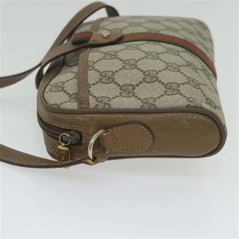 Gucci Gg Supreme Web Sherry Line Shoulder Bag Beige Gold 